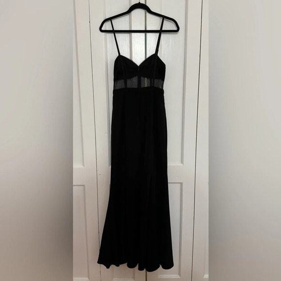 Fame & Partners Francesca Mesh Gown Maxi Dress in Black - Picture 8 of 11
